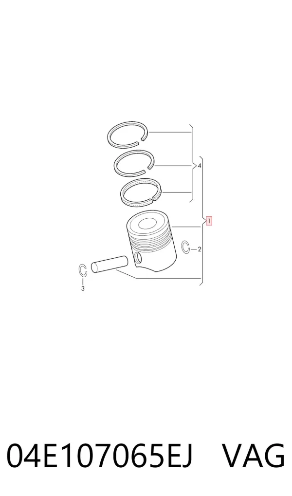 Tłok, komplet do jednego cylindru, STD 04E107065EJ VAG