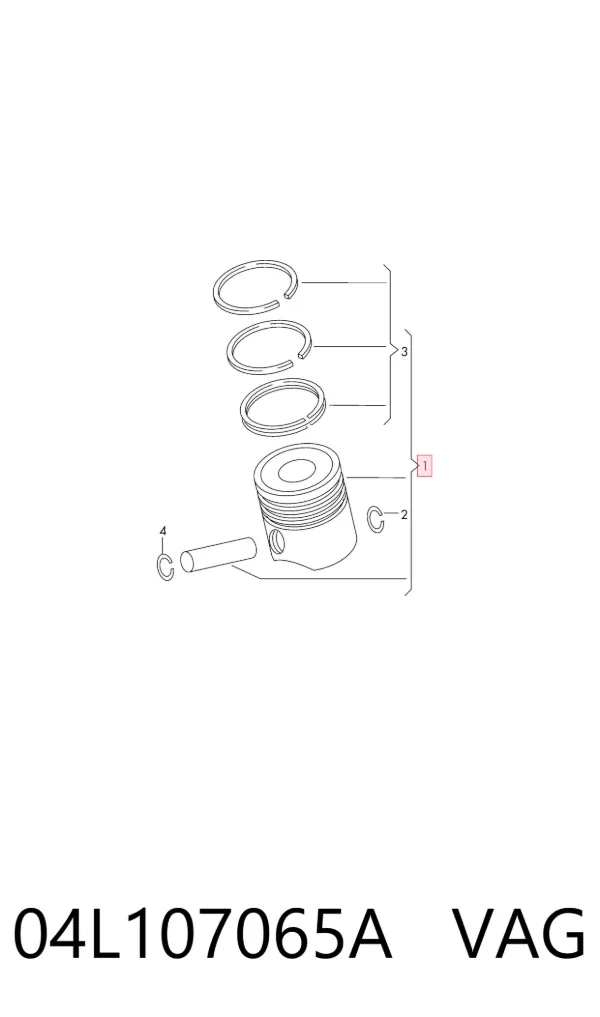 Tłok, komplet do jednego cylindru, STD 04L107065A VAG