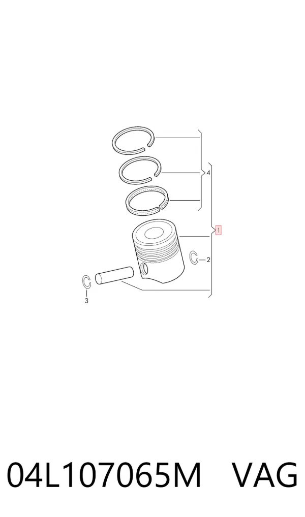 Tłok, komplet do jednego cylindru, STD 04L107065M VAG