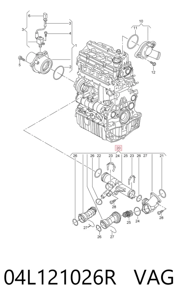 Obudowa termostatu 04L121026R VAG