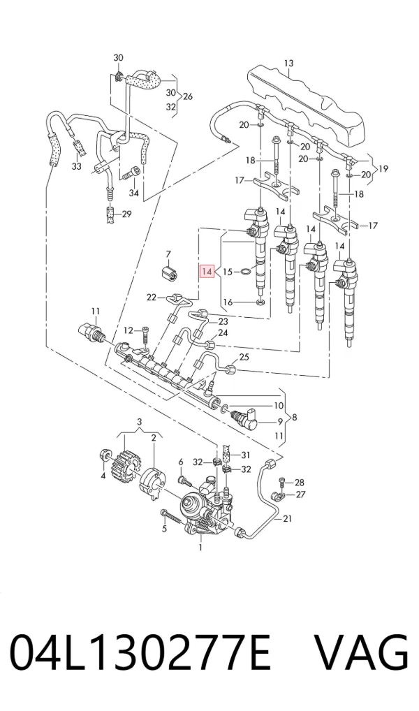Wtryskiwacz paliwa 04L130277E VAG