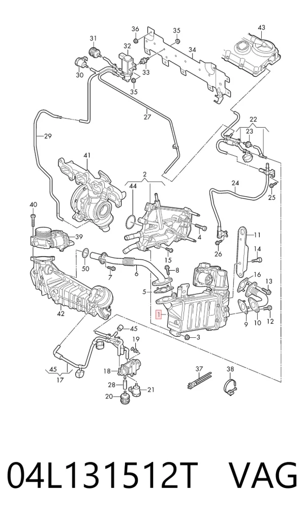 Chłodnica układu recyrkulacji spalin EGR 04L131512T VAG
