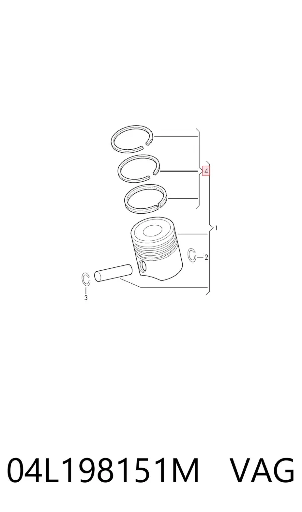 Pierścienie tłokowe na 1 cylinder, STD. 04L198151M VAG