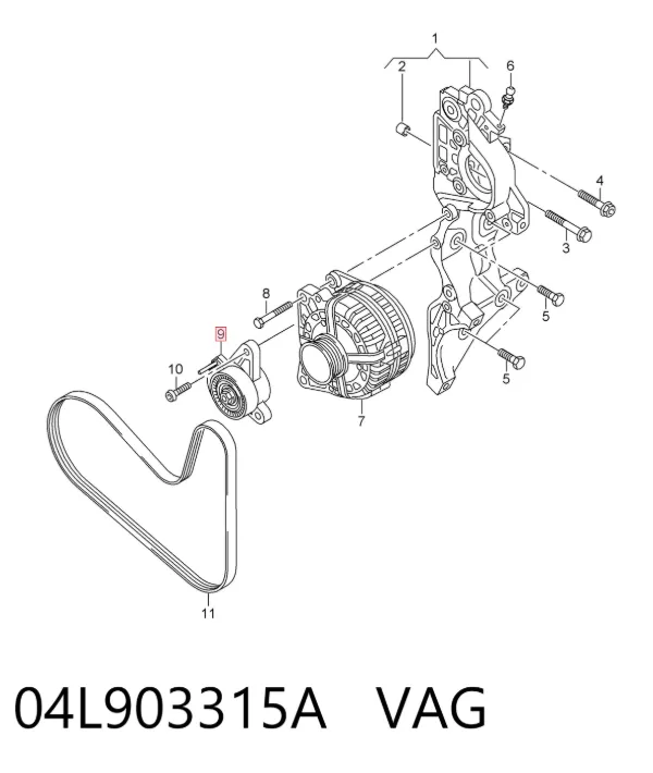 Napinacz paska napędowego 04L903315A VAG