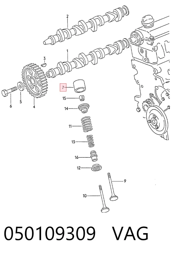 Kompensator hydrauliczny (popychacz hydrauliczny), popychacz zaworu 050109309 VAG