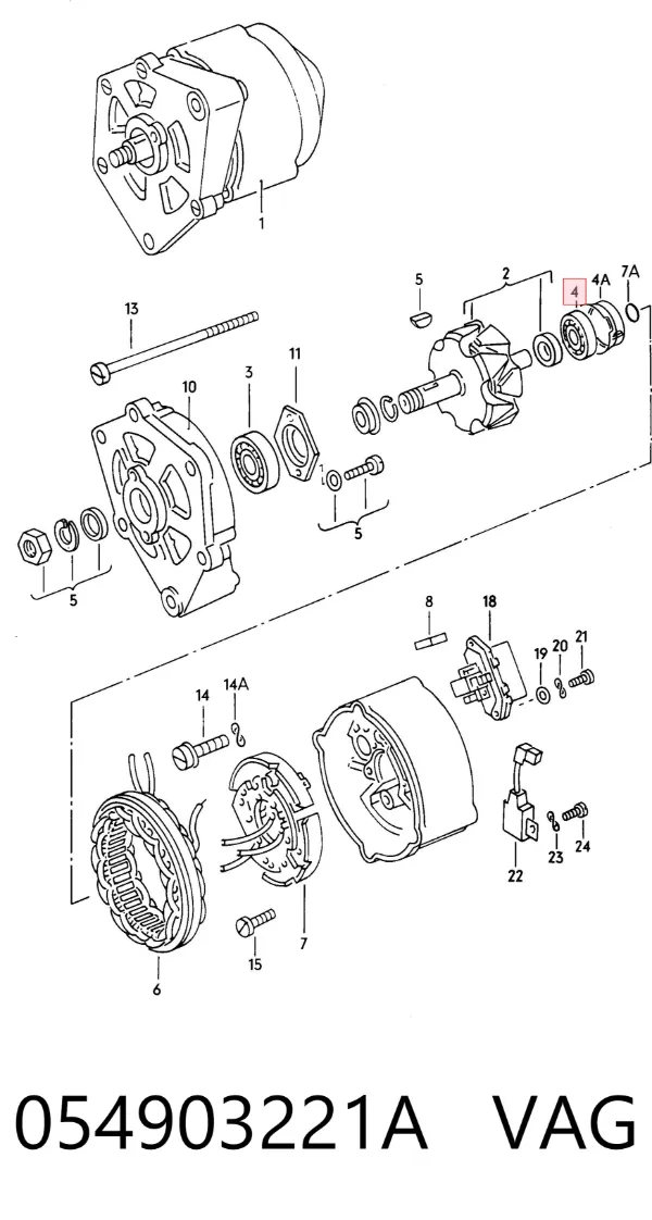 Łożysko alternatora 054903221A VAG