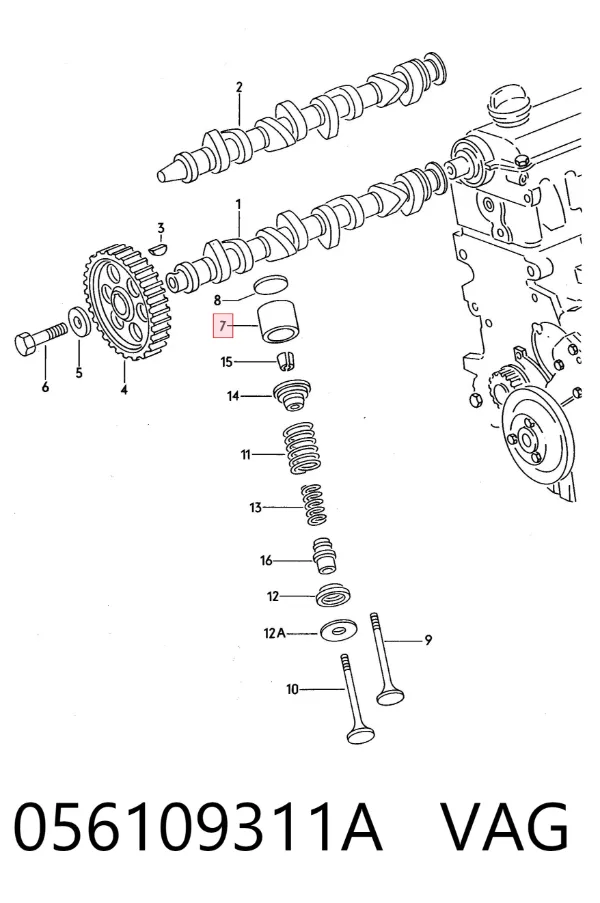 Kompensator hydrauliczny (popychacz hydrauliczny), popychacz zaworu 056109311A VAG