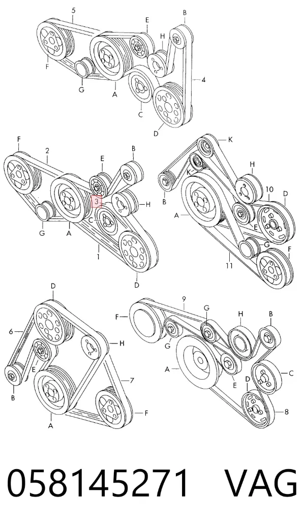 Pas napędowy mechanizmów 058145271 VAG