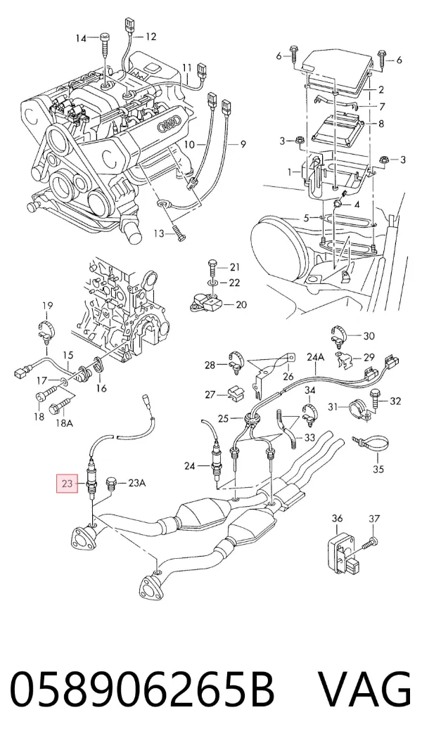 Sonda lambda, czujnik tlenu 058906265B VAG