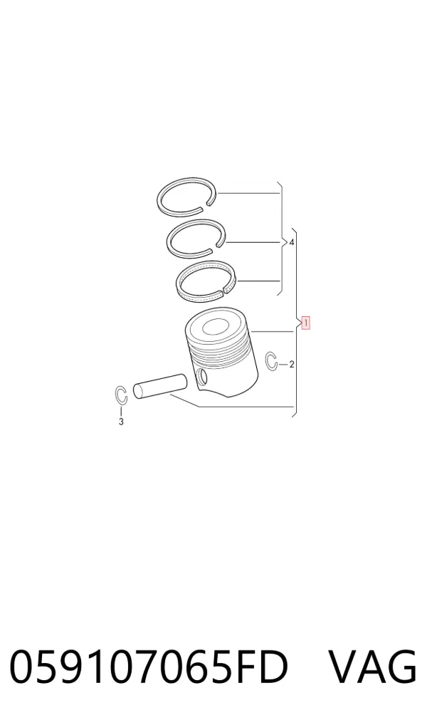 Tłok, komplet do jednego cylindru, STD 059107065FD VAG