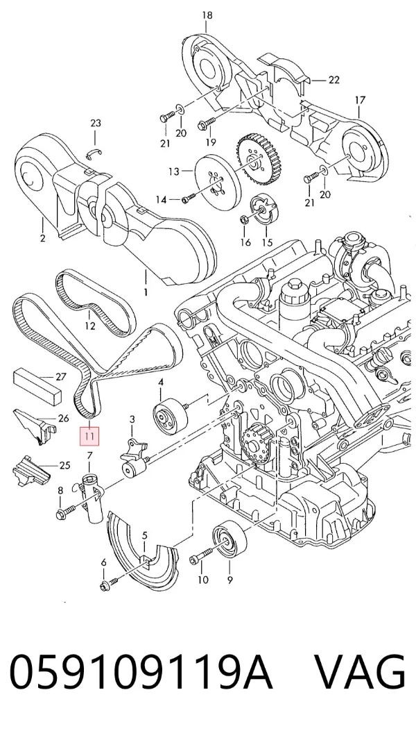 Pasek rozrządu 059109119A VAG