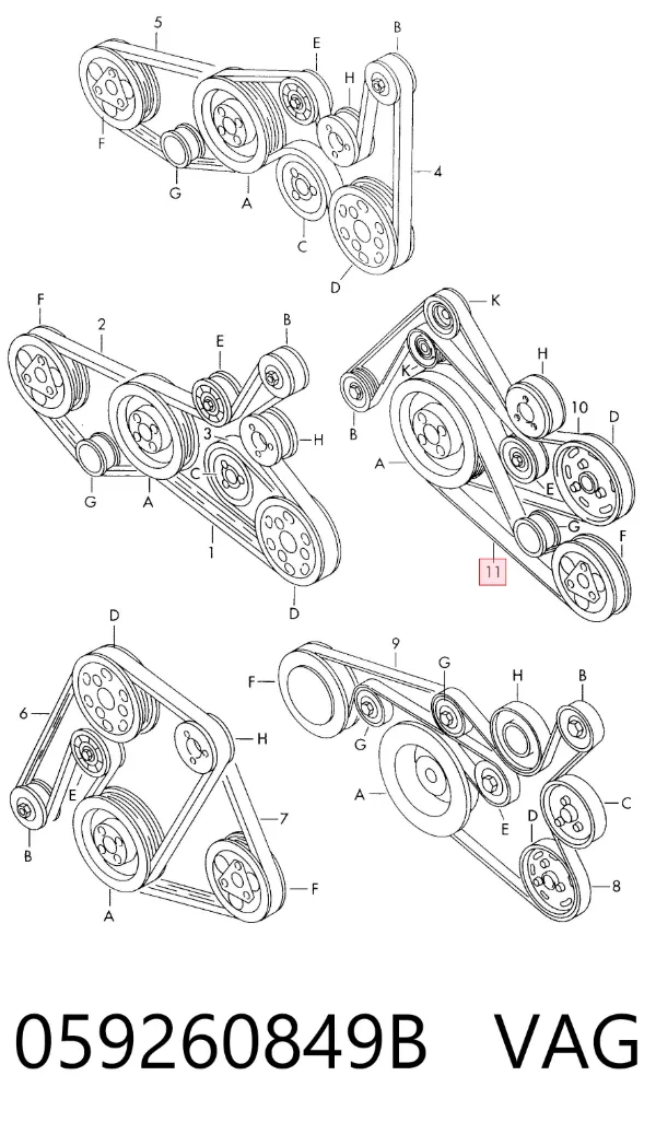 Pas napędowy mechanizmów 059260849B VAG