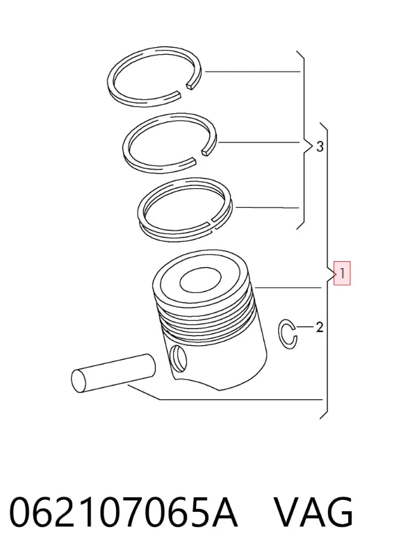 Tłok, komplet do jednego cylindru, STD 062107065A VAG