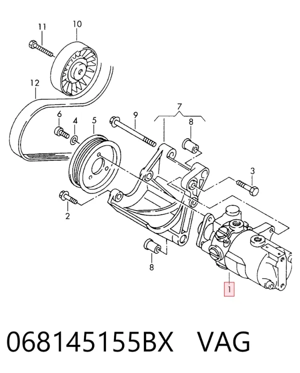Pompa wspomagania hydraulicznego kierownicy 068145155BX VAG