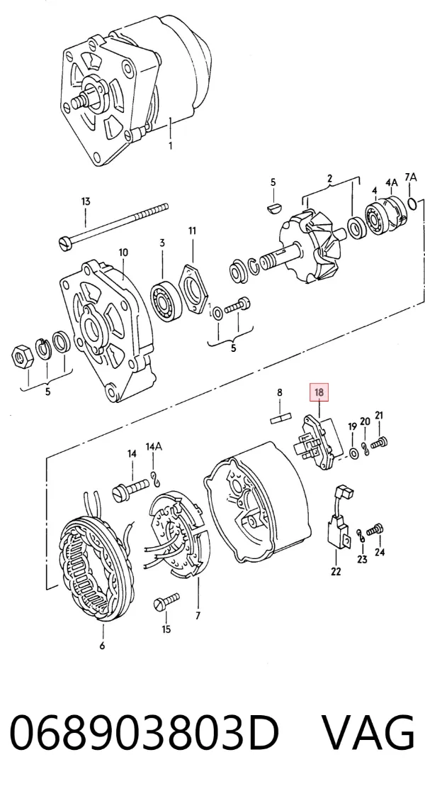 Regulator alternatora (przekaźnik ładowania) 068903803D VAG