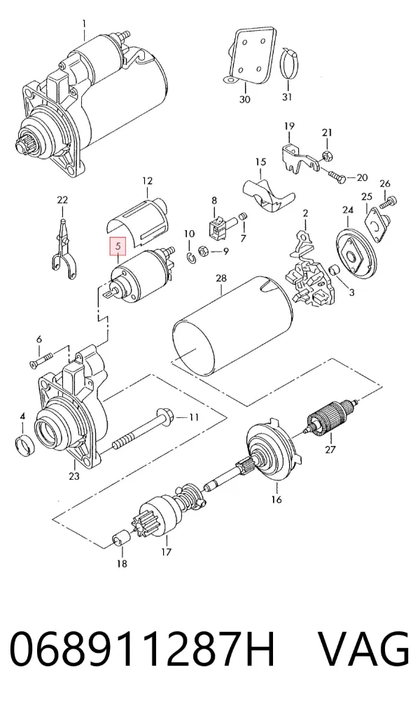 Elektromagnes rozrusznika 068911287H VAG
