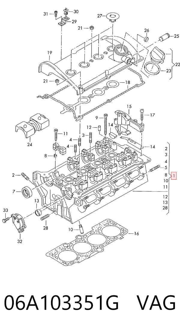 Głowica cylindrów 06A103351G VAG