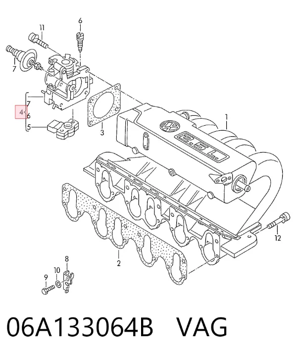 Przepustnica, komplet 06A133064B VAG