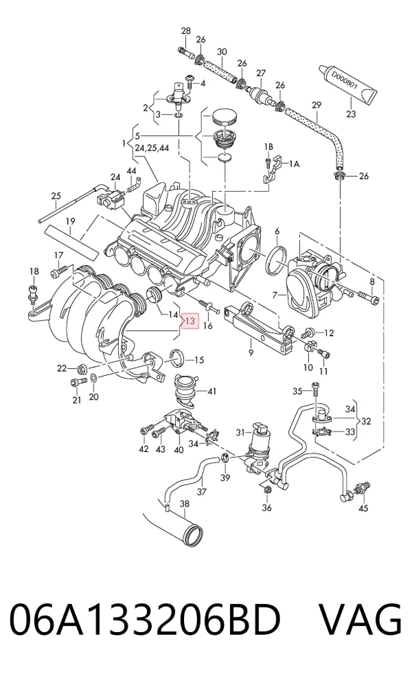 Kolektor ssący 06A133206BD VAG