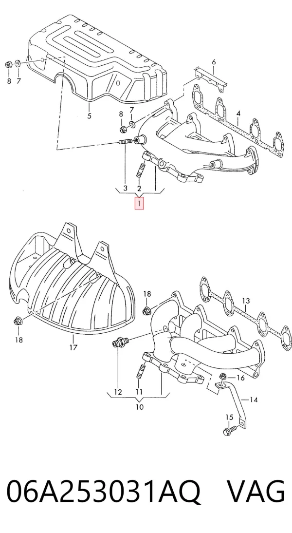 Kolektor wydechowy 06A253031AQ VAG