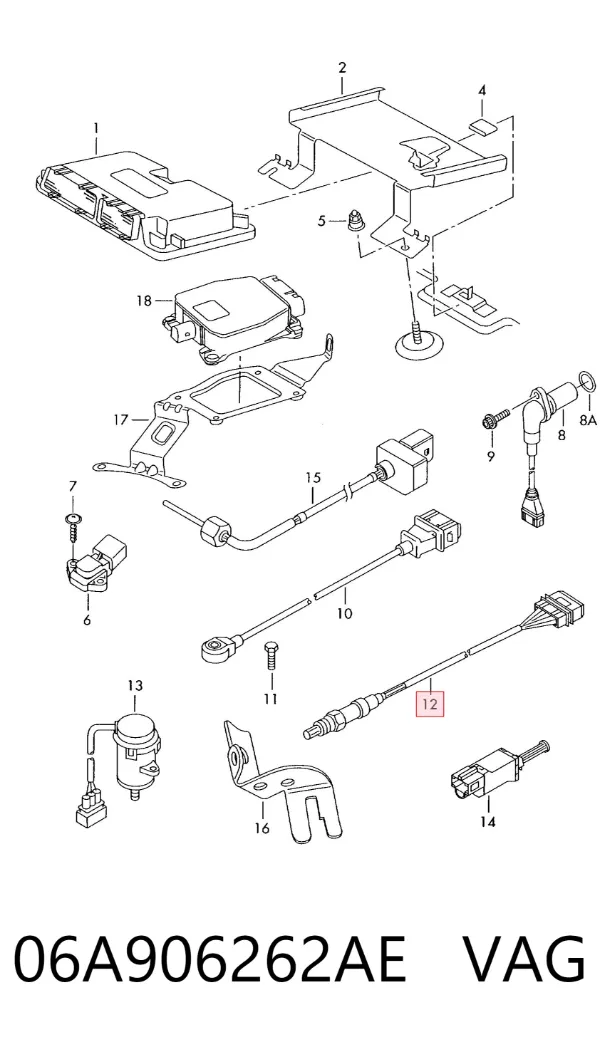 Sonda lambda, czujnik tlenu 06A906262AE VAG