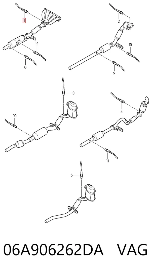 Sonda lambda czujnik tlenu przed katalizatorem 06A906262DA VAG