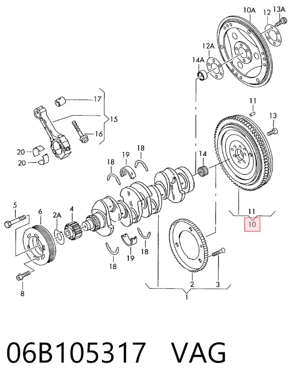 Koło zamachowe silnika 06B105317 VAG