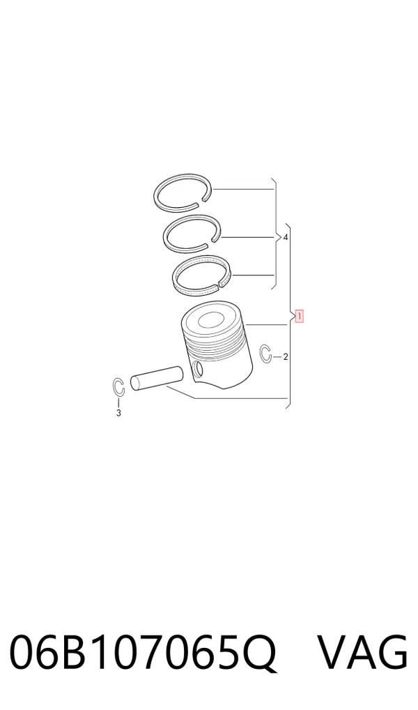 Tłok, komplet do jednego cylindru, STD 06B107065Q VAG