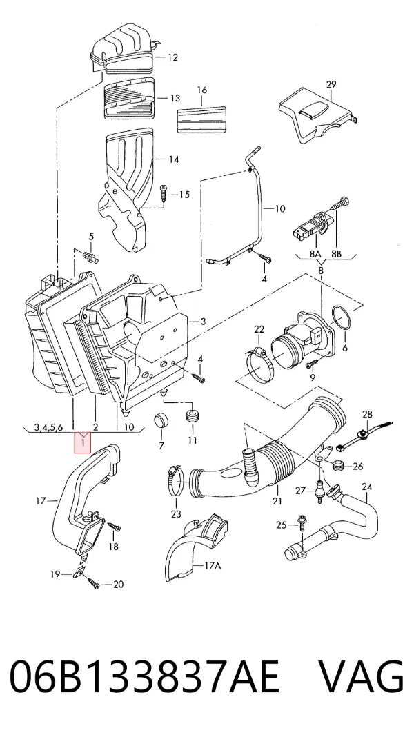 Obudowa filtra powietrza Audi A4 B6