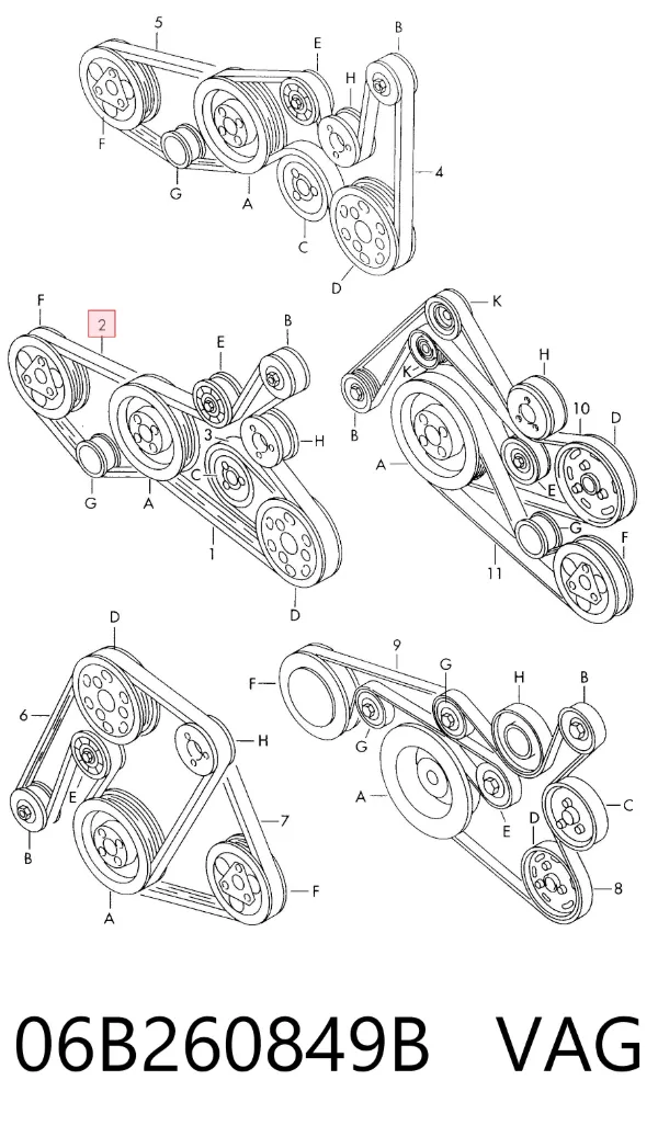 Pas napędowy mechanizmów 06B260849B VAG