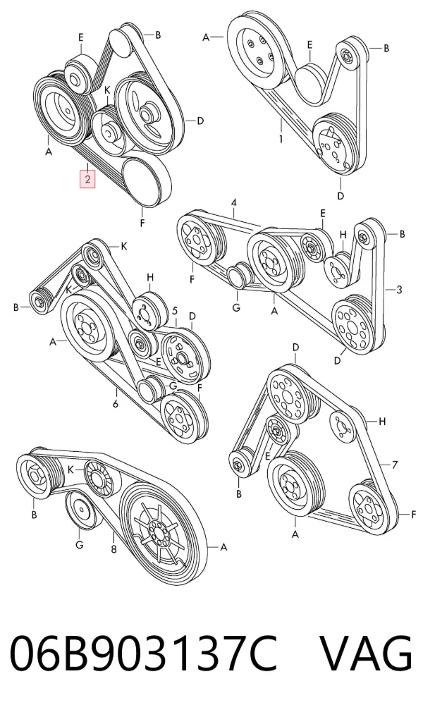 Pas napędowy mechanizmów 06B903137C VAG