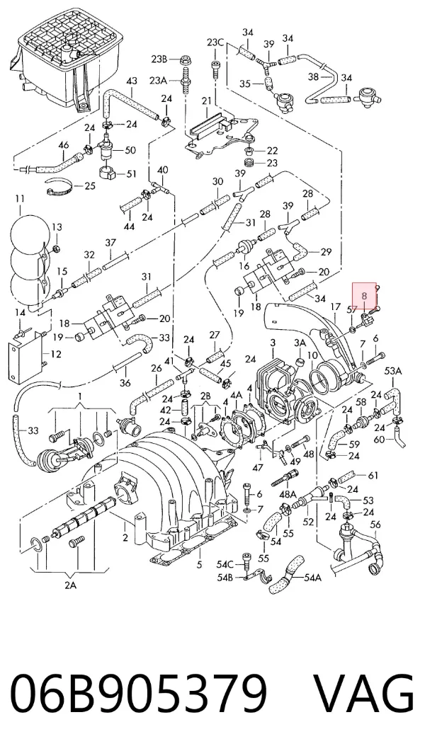 Czujnik temperatury powietrza wlotowego 06B905379 VAG