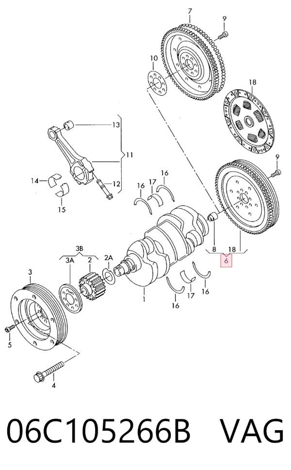 Koło zamachowe silnika 06C105266B VAG