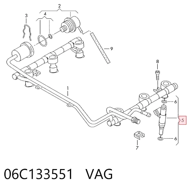 Wtryskiwacz paliwa 06C133551 VAG