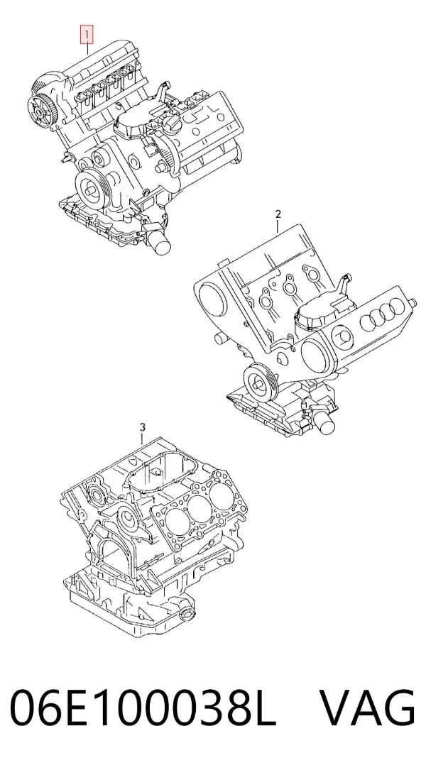 Silnik w komplecie 06E100038L VAG