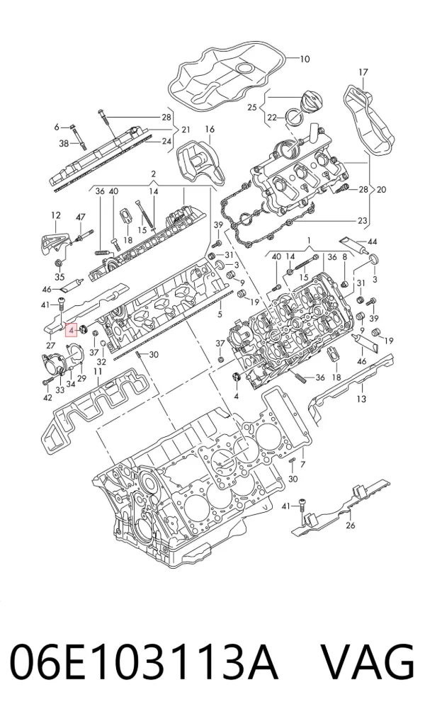 Zaślepka głowicy cylindrów/bloku cylindrów 06E103113A VAG