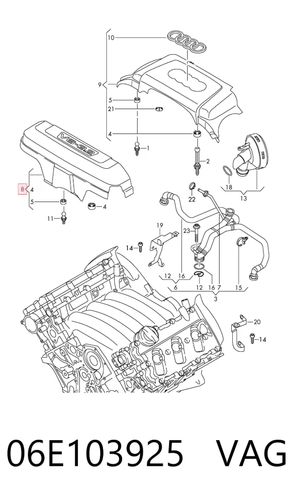 Pokrywa silnika dekoracyjna Audi A6 C6