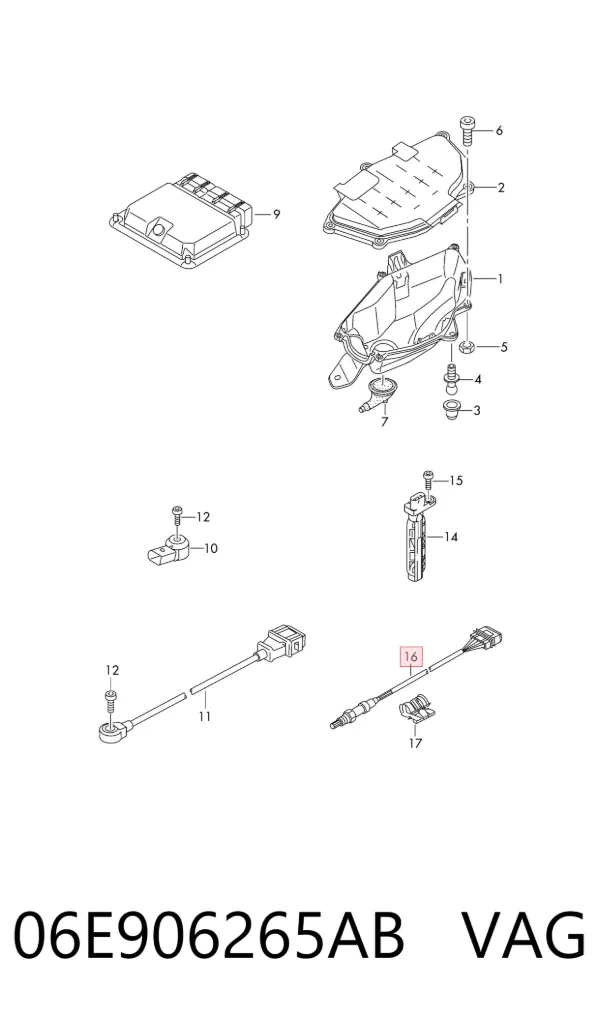 Sonda lambda, czujnik tlenu 06E906265AB VAG