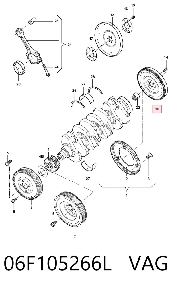Koło zamachowe silnika 06F105266L VAG