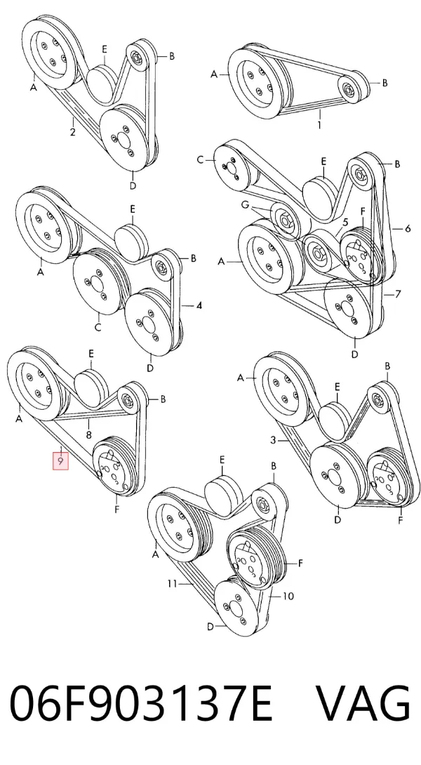 Pas napędowy mechanizmów 06F903137E VAG