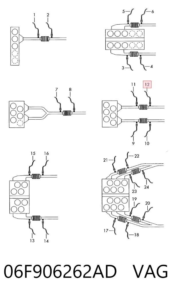 Sonda lambda czujnik tlenu po katalizatorze prawy 06F906262AD VAG