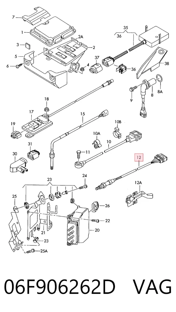Sonda lambda czujnik tlenu po katalizatorze prawy 06F906262D VAG
