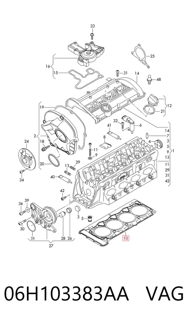 Uszczelka głowicy cylindrów 06H103383AA VAG