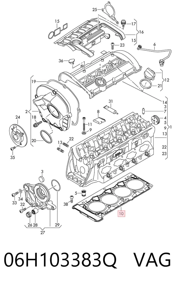 Uszczelka głowicy cylindrów 06H103383Q VAG