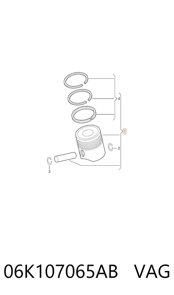 Tłok, komplet do jednego cylindru, STD 06K107065AB VAG