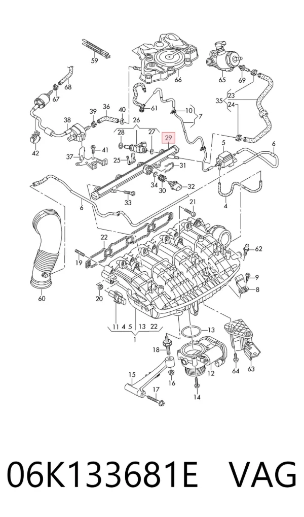 Rozdzielacz paliwa 06K133681E VAG