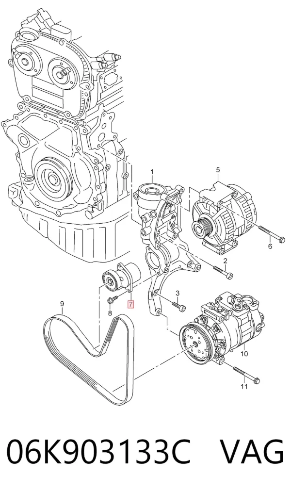 Rolka napinacza paska napędowego 06K903133C VAG