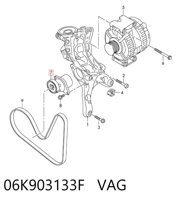 Napinacz paska napędowego 06K903133F VAG