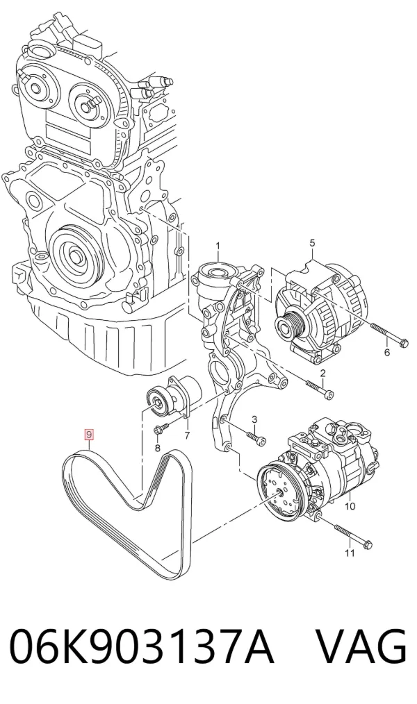Pas napędowy mechanizmów 06K903137A VAG