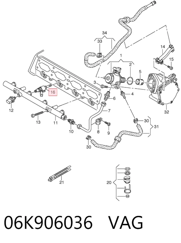Wtryskiwacz paliwa 06K906036 VAG